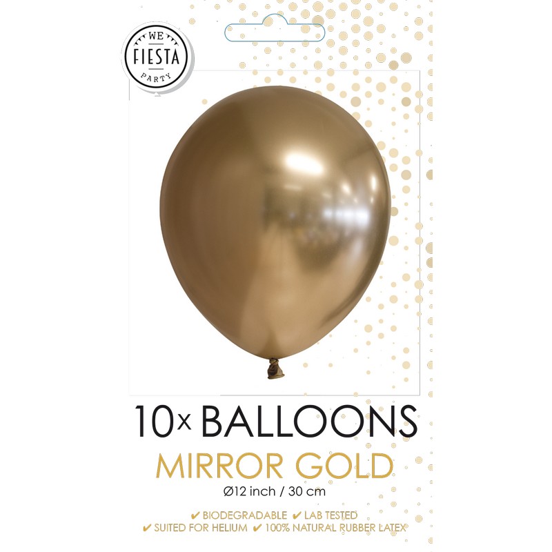 Krom Latexballoner Guld - 10 stk (30 cm) | Guld tema Kromballoner - Temashop