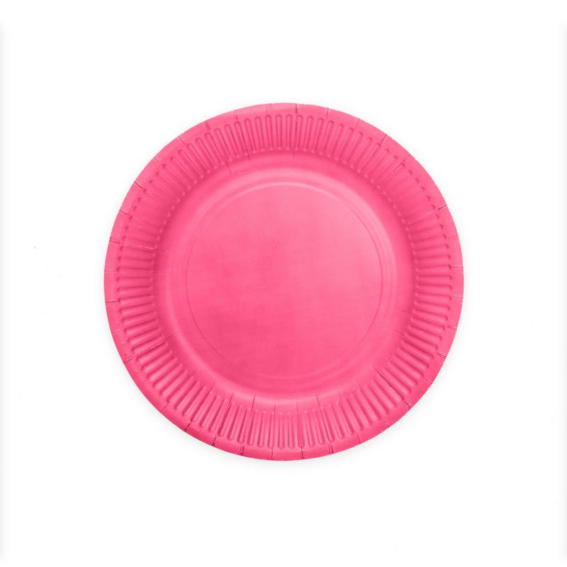 Middagstallerkener Hot Pink - 8 stk (23 cm) | Pink tema Tallerkner - Temashop