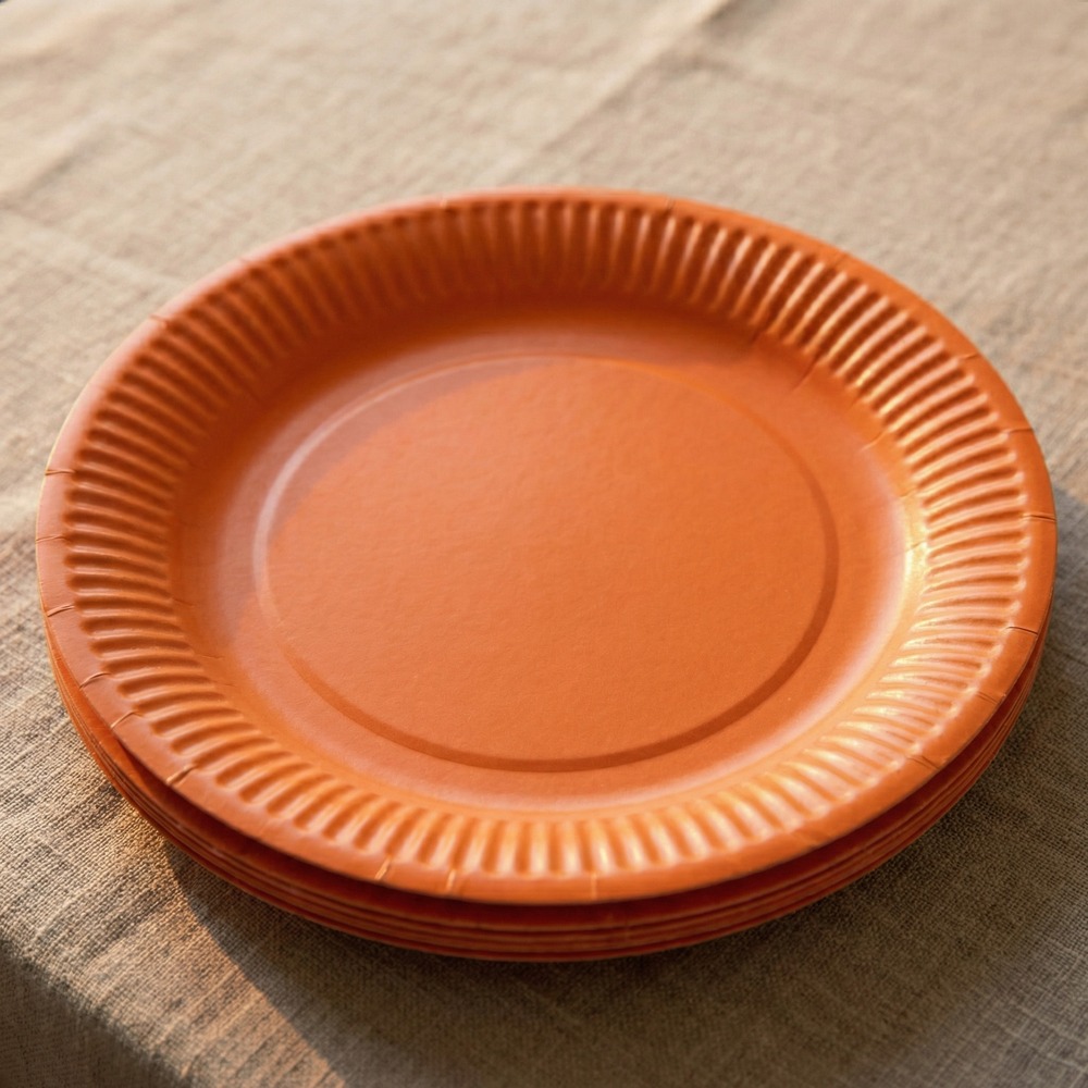 Middagstallerkener Orange - 16 stk (23 cm) | Orange tema Tallerkner - Temashop