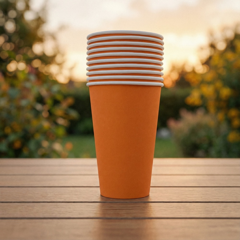 Papkrus Orange - 8 stk (210 ml) | Orange tema Krus - Temashop