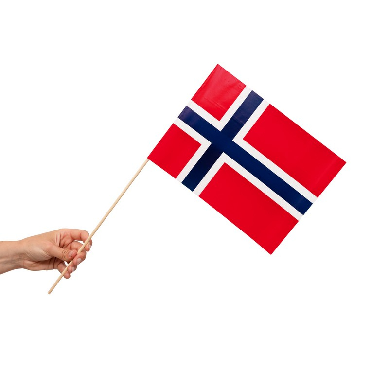 Norge Flag På Pinde - 10 stk (20 x 30 cm) | Norge Flag - Temashop