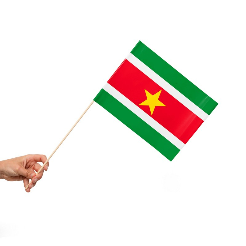 Surinam Flag På Pinde - 10 stk (20 x 30 cm) | Surinam Flag - Temashop