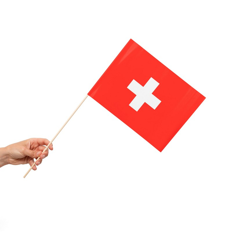 Schweiz Flag På Pinde - 10 stk (20 x 30 cm) | Schweiz Flag - Temashop