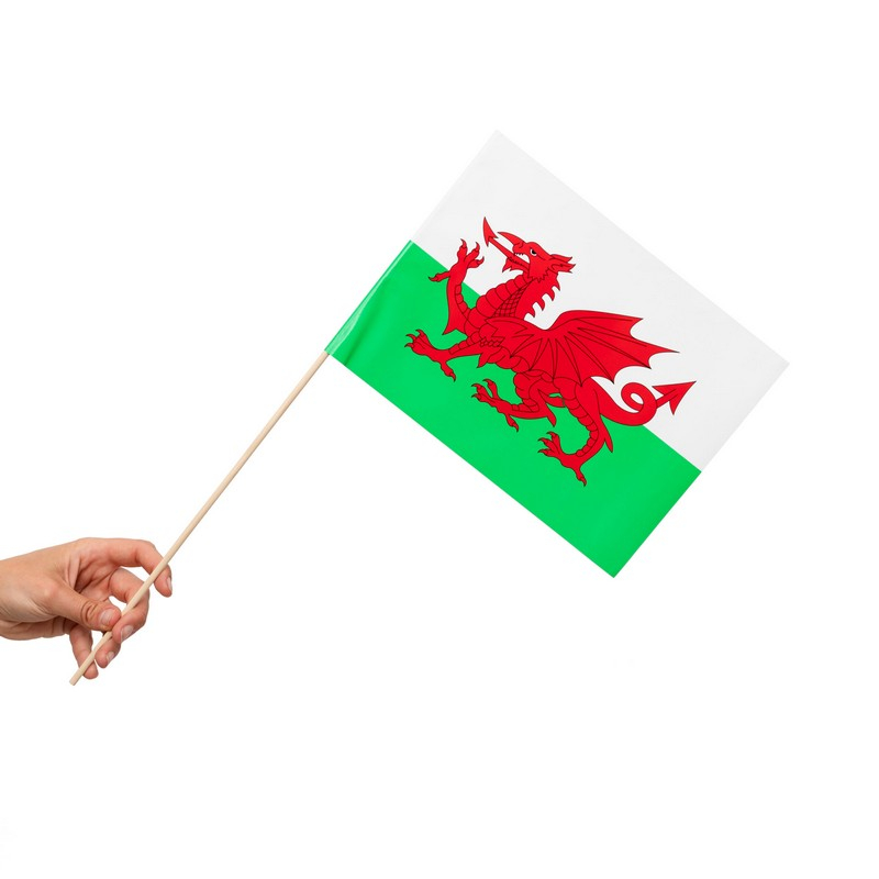Wales Flag På Pinde - 10 stk (20 x 30 cm) | Wales Flag - Temashop