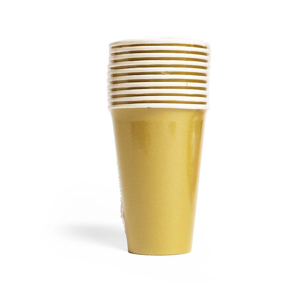 Papkrus Guld - 10 stk (350 ml) | Guld tema Krus - Temashop