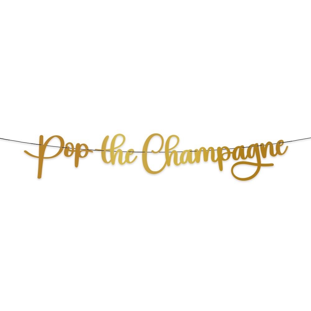 Pop the Champagne Bogstavbanner Guld