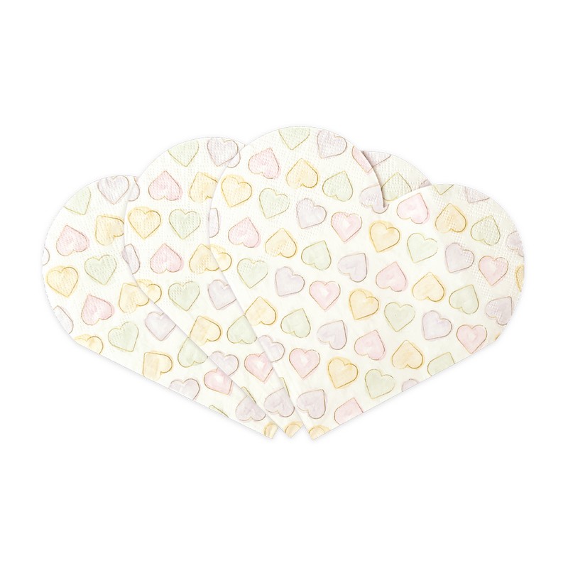 Hjerte Servietter Akvarel - 20 stk (33 x 33 cm) | Kærlighed Servietter - Temashop