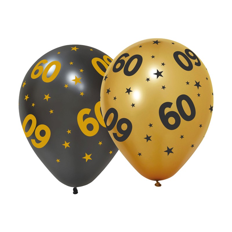 60 Års Golden Celebrations Latexballoner - 6 stk (30 cm) | 60 år Latexballoner - Temashop