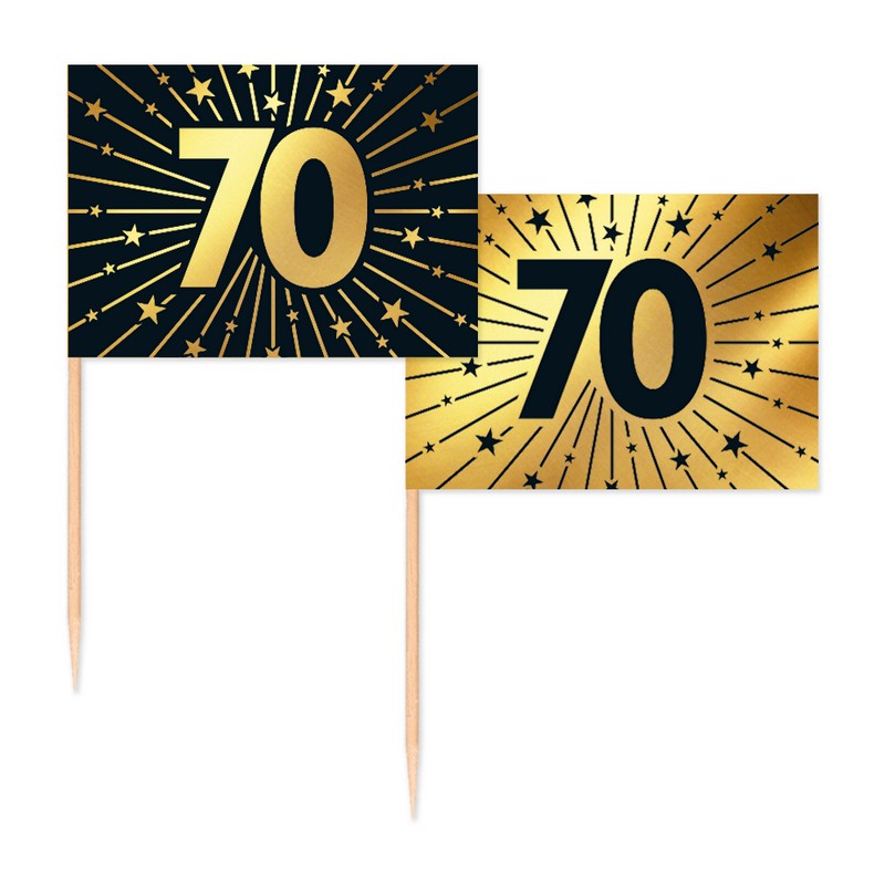 70 Års Golden Celebrations Kagepinde - 50 stk | 70 år Kagepinde - Temashop