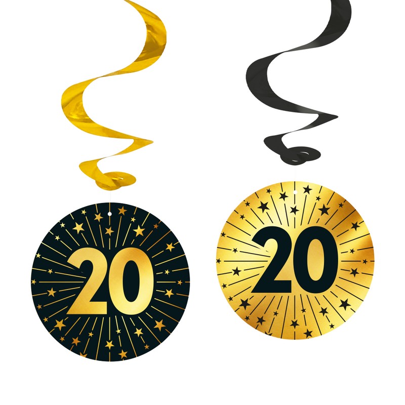 20 Års Golden Celebrations Swirls - 4 stk | 20 år Spiraler/string - Temashop