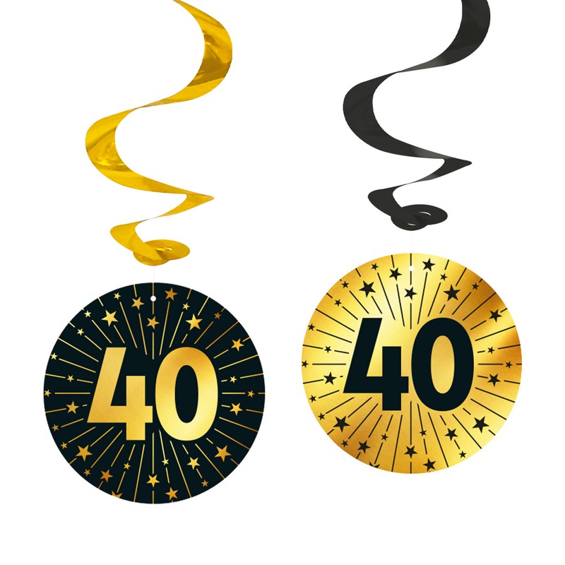 40 Års Golden Celebrations Swirls - 4 stk | 40 år Spiraler/string - Temashop