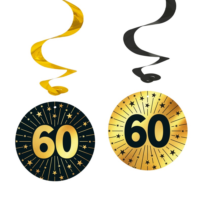 60 Års Golden Celebrations Swirls - 4 stk | 60 år Spiraler/string - Temashop