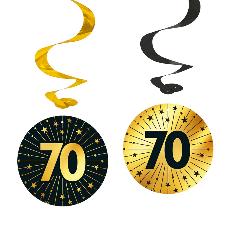 70 Års Golden Celebrations Swirls - 4 stk | 70 år Spiraler/string - Temashop