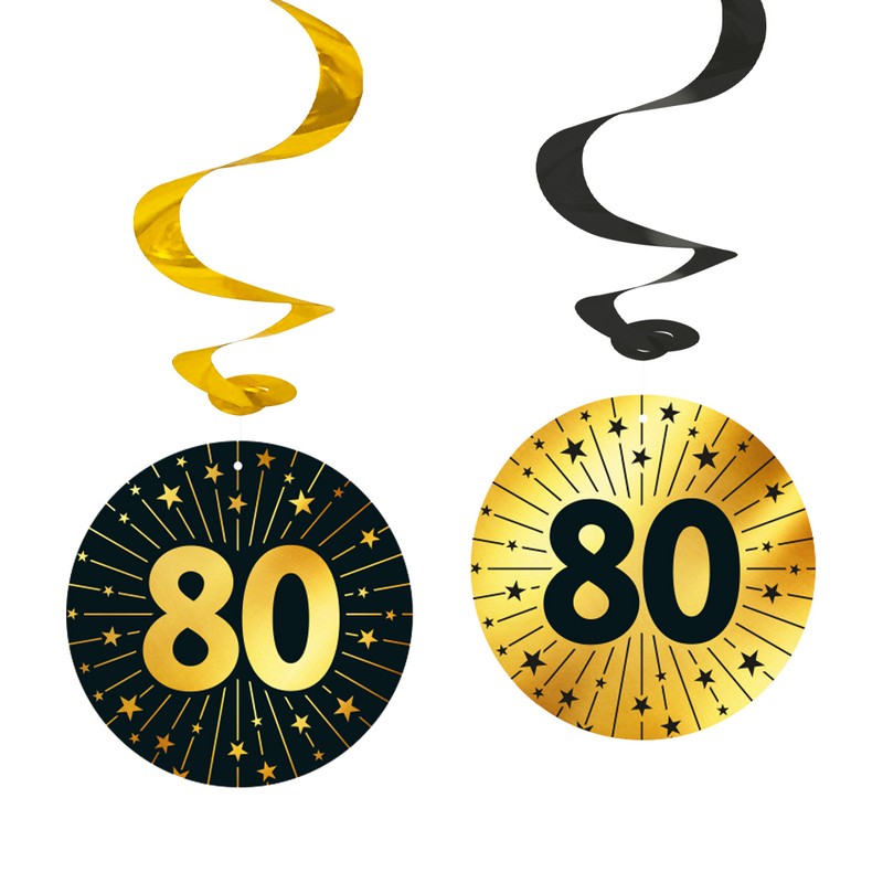 80 Års Golden Celebrations Swirls - 4 stk | 80 år Spiraler/string - Temashop