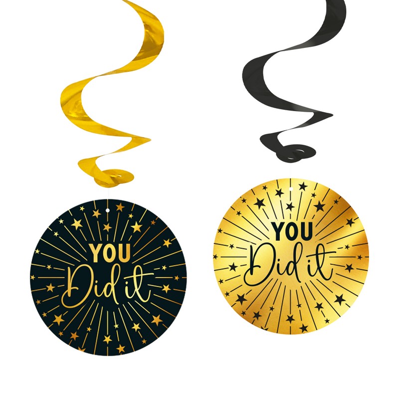 You Did It Golden Celebrations Swirls - 4 stk | Tillykke Spiraler/string - Temashop