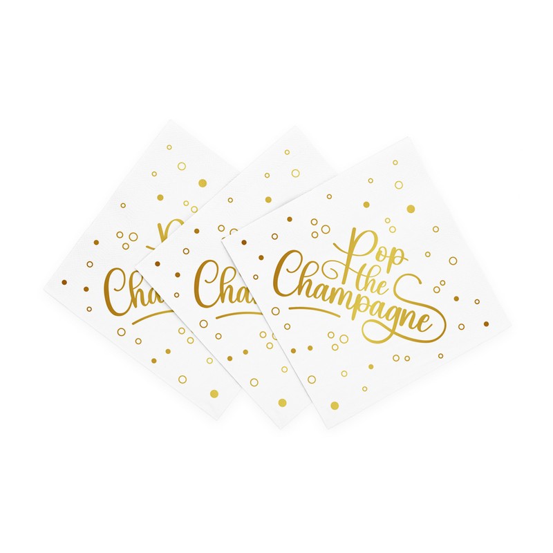 Pop the Champagne Servietter - 20 stk (33 x 33 cm) | Drinks Servietter - Temashop