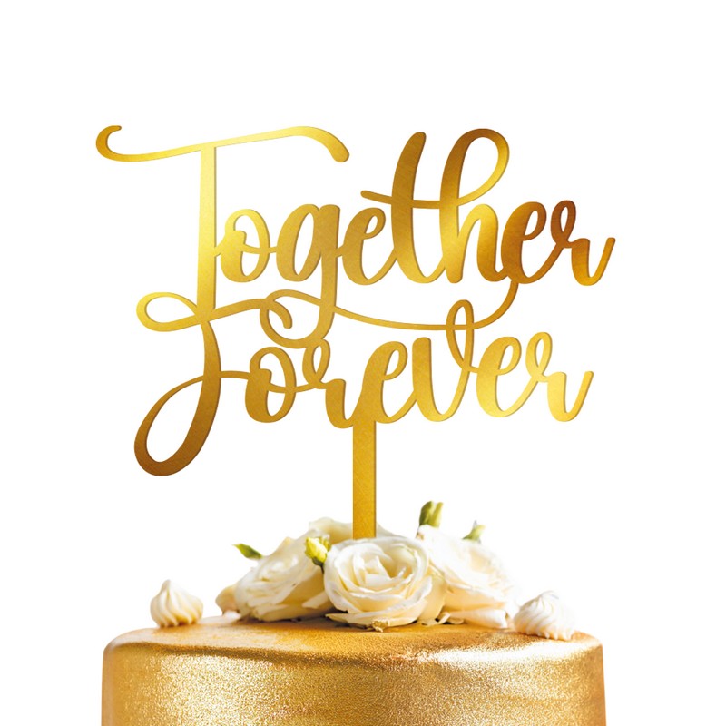 Together Forever Kagetopper Guld - 1 stk | Bryllup Kagefigur / kagetopper - Temashop