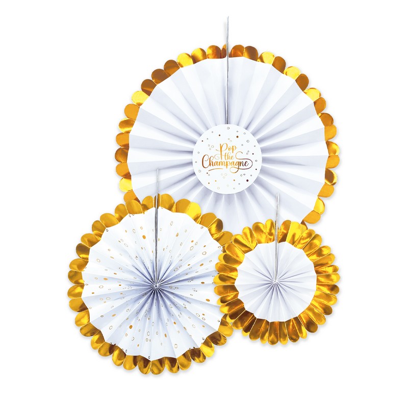 Together Forever Rosetter Guld/Hvid - 3 stk | Bryllup Vifter / Rosetter - Temashop