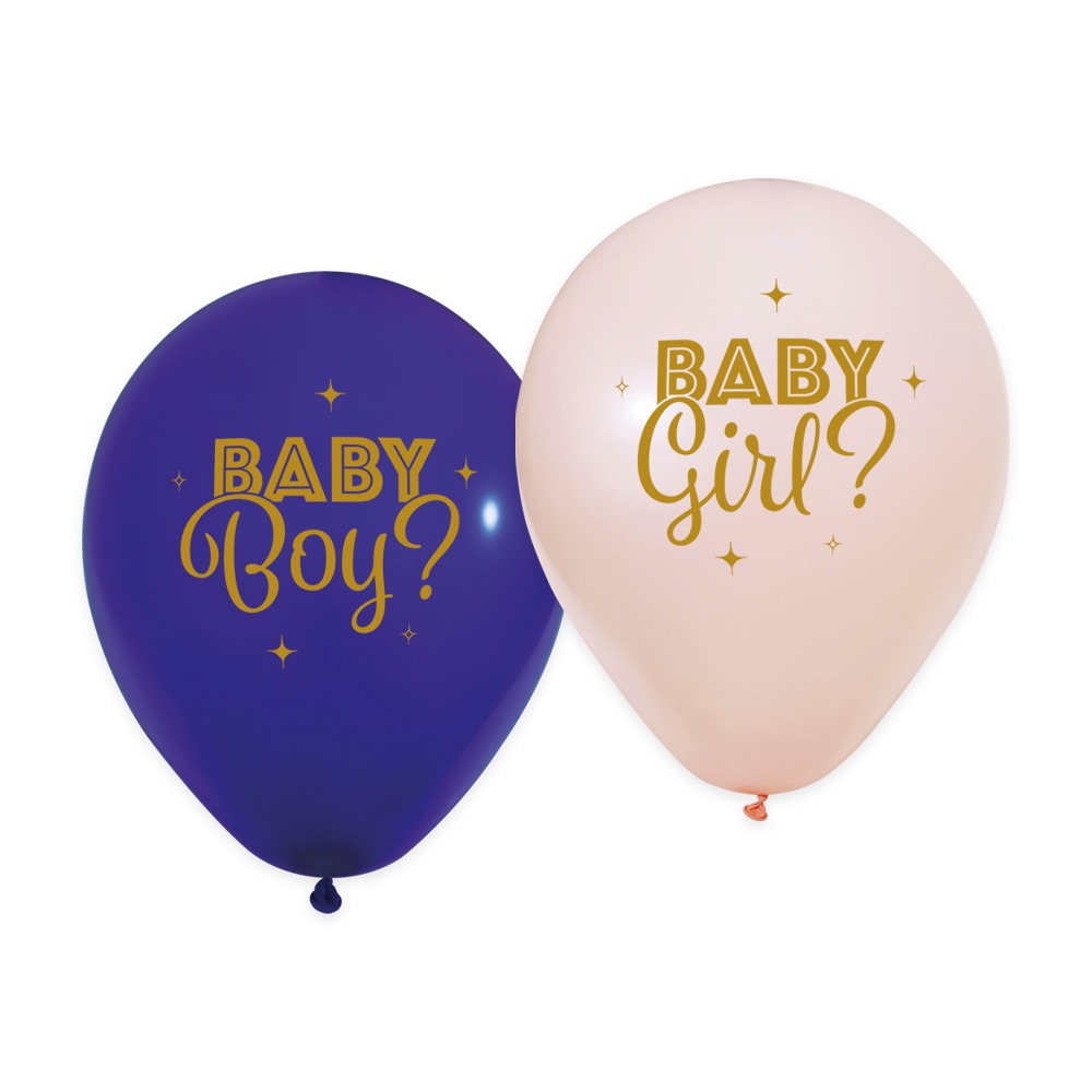 Gender Reveal Latexballoner Blå/Lyserød - 8 stk (31 cm) | Gender Reveal Latexballoner - Temashop