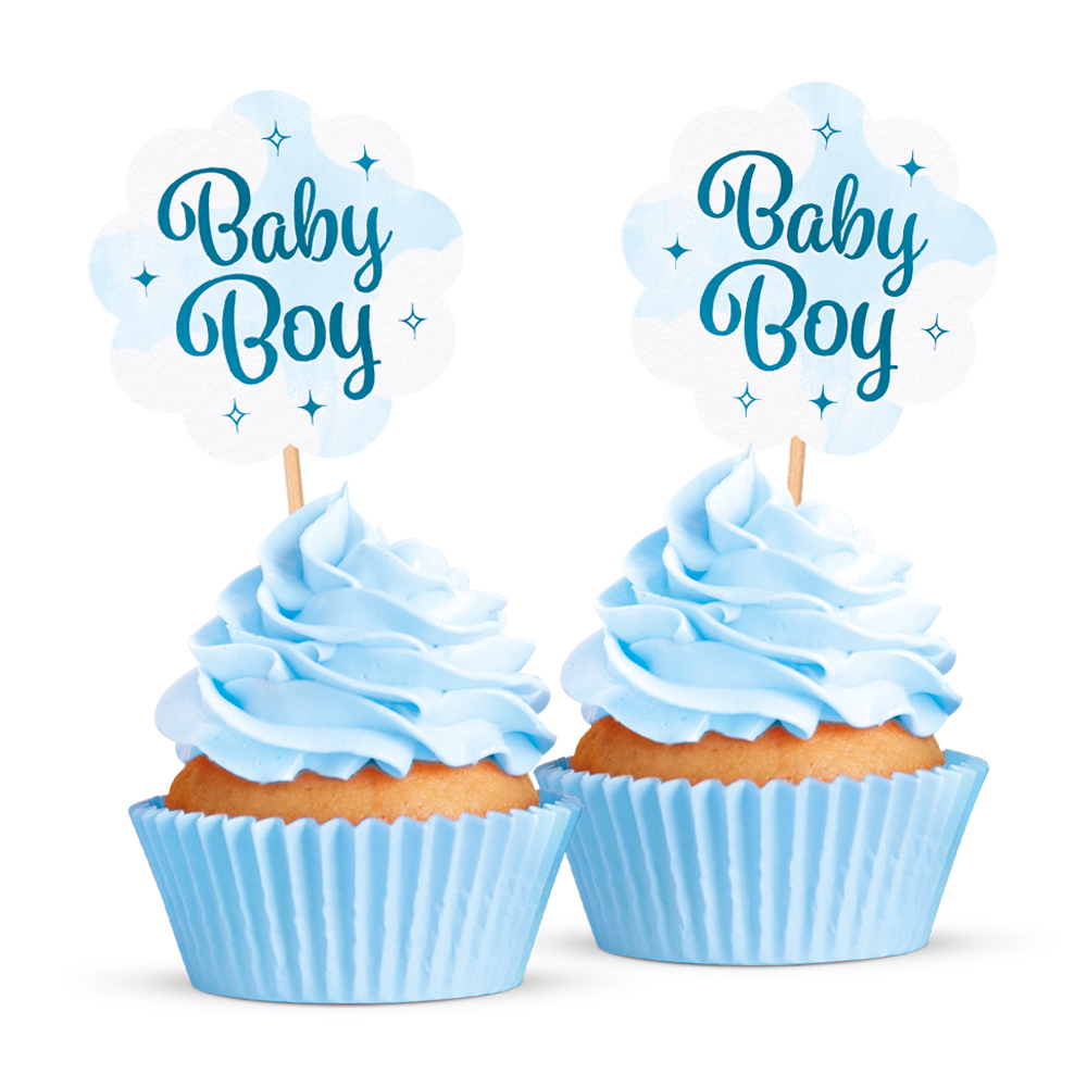 Baby Boy Kagepinde Blå - 12 stk | Baby Kagepinde - Temashop