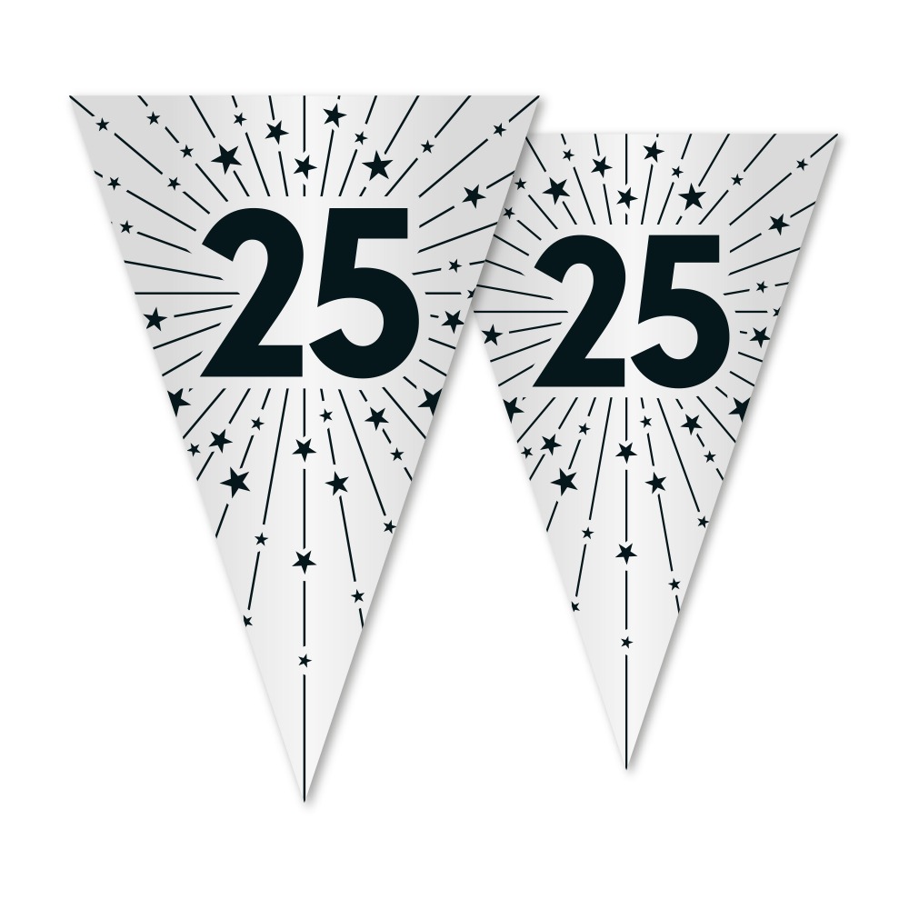 25 Års Guirlande Hvid/Sort