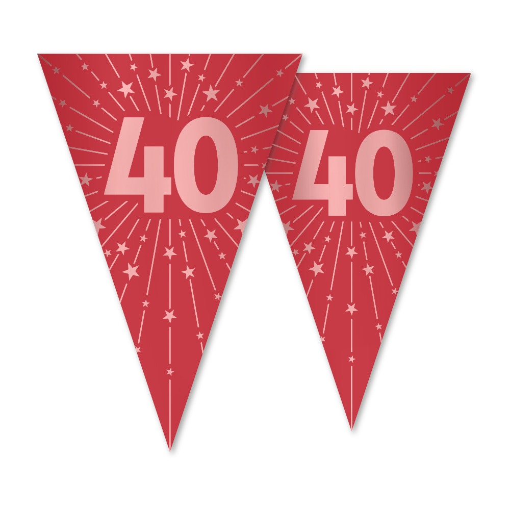 40 Års Flagguirlande Rød
