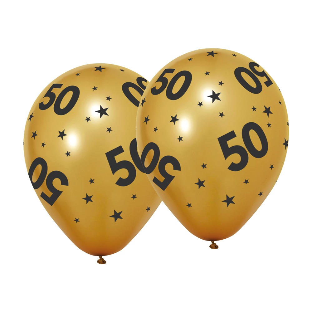50 Års Latexballoner Guld - 6 stk (31 cm) | 50 år Latexballoner - Temashop