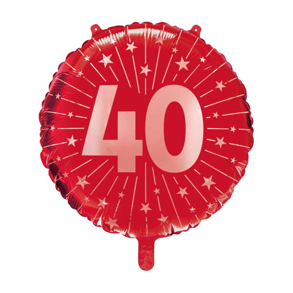 40 År Folieballon Rød