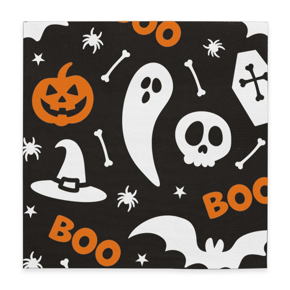Halloween Boo Servietter Sort/Orange