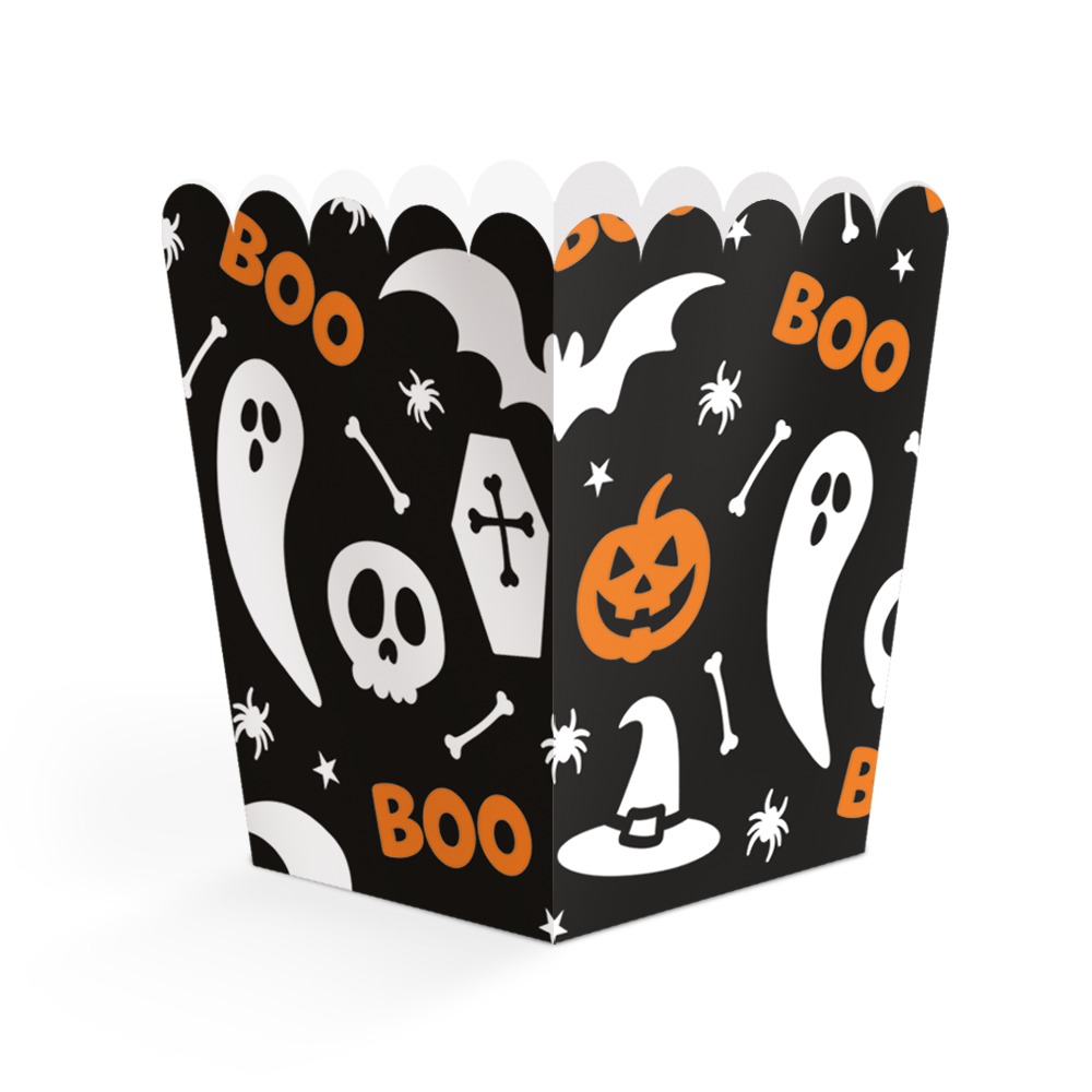 Boo Halloween Snackbokse - 8 stk (6,3 x 6,3 x 10,5 cm) | Halloween Bægre - Temashop