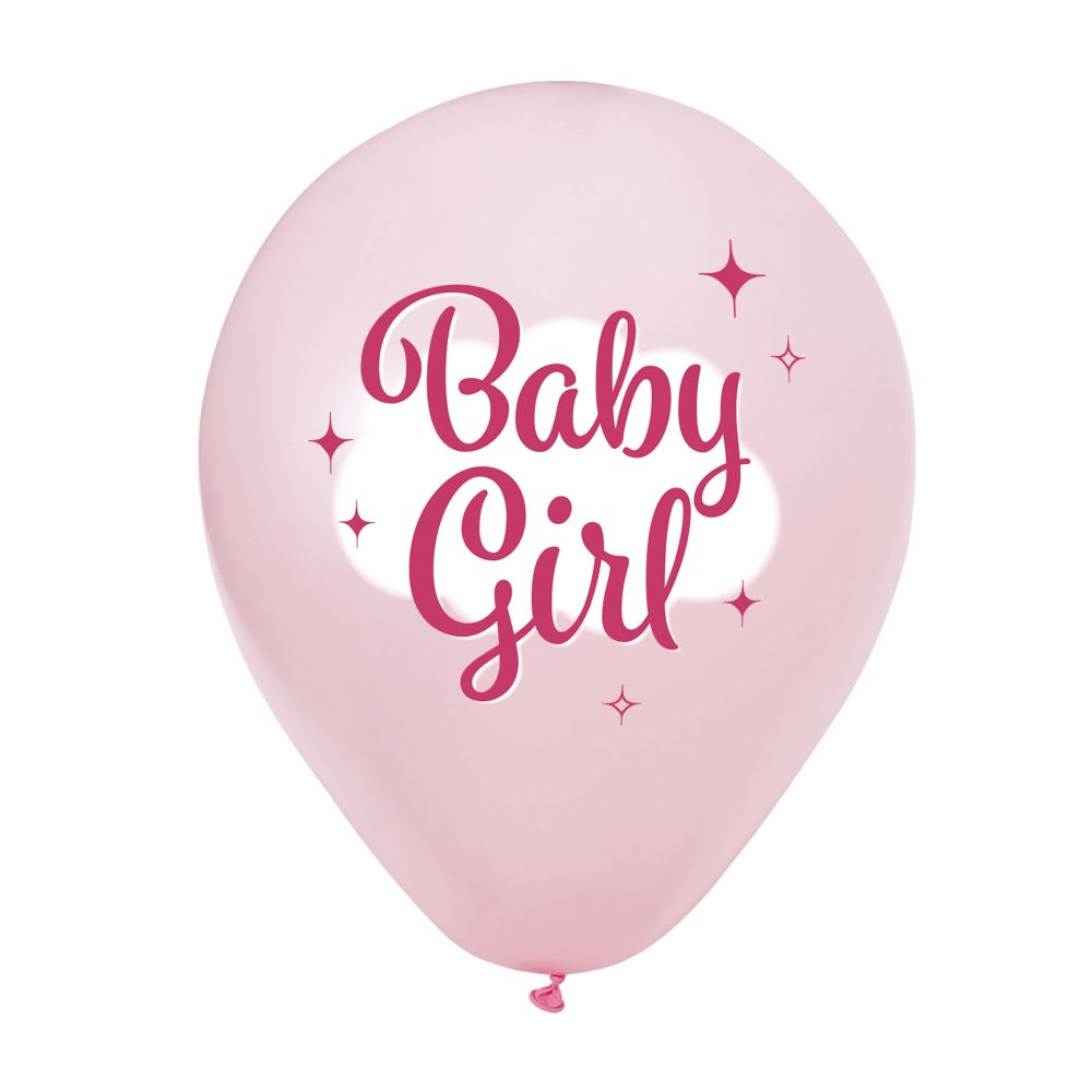 Baby Girl Latexballoner Lyserød - 8 stk (31 cm) | Babyshower Latexballoner - Temashop