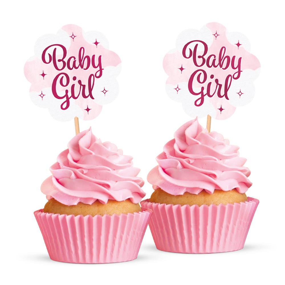 Baby Girl Kagepinde Lyserød - 12 stk | Baby Kagepinde - Temashop