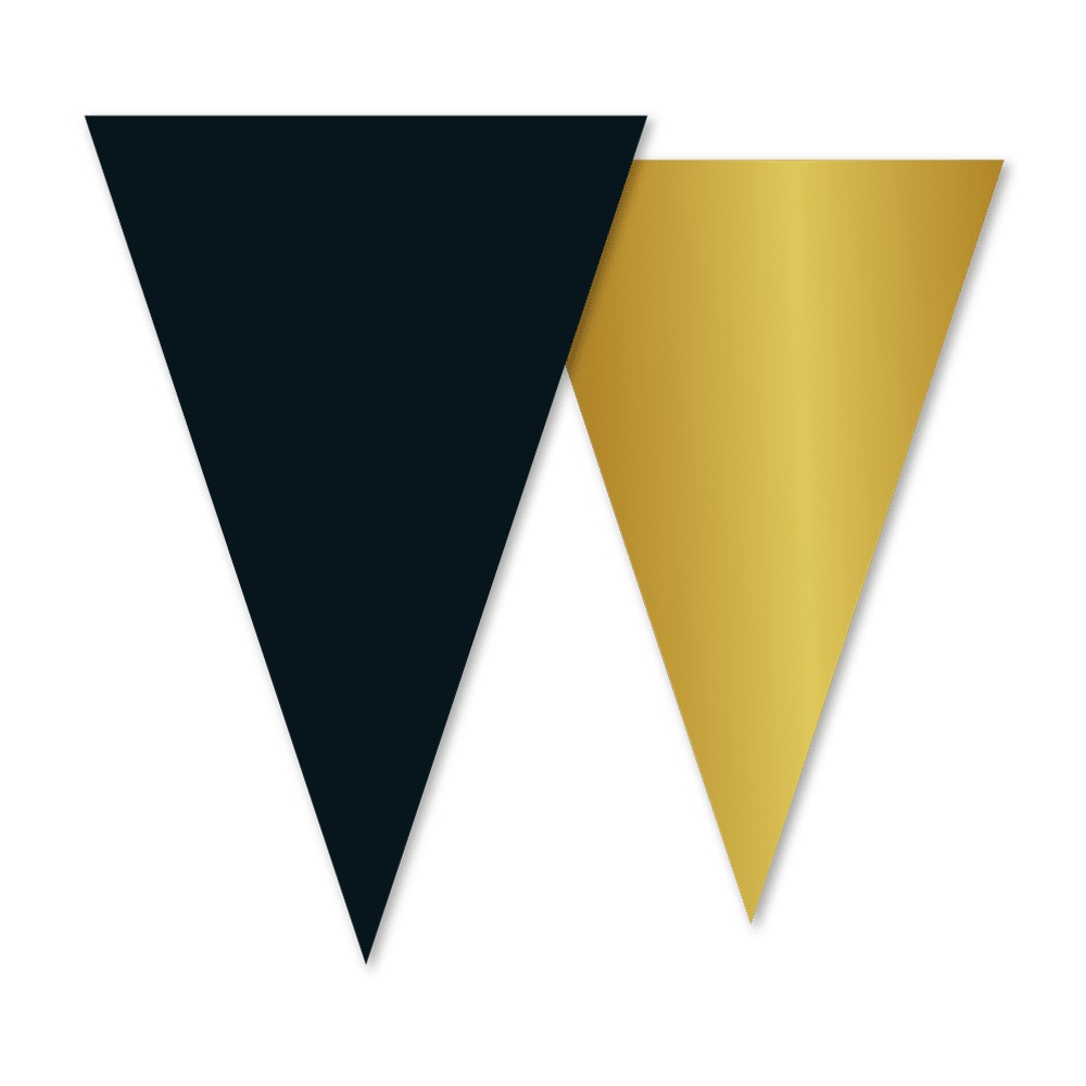 Vimpelguirlande Sort/Guld - 1 stk (20 x 30 cm x 10 m) | Guld tema Guirlander - Temashop