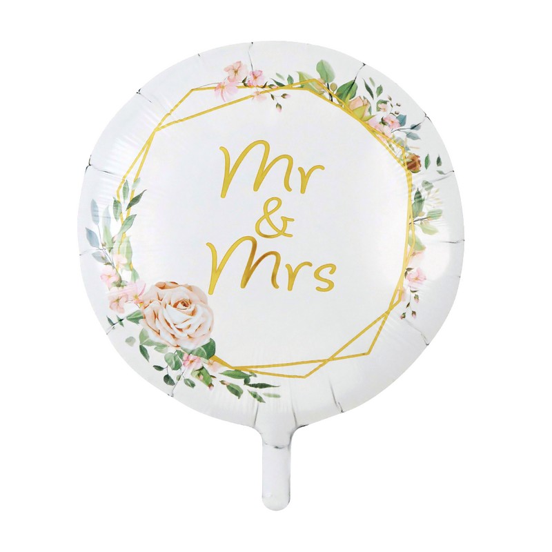 Mr & Mrs Blomster Folieballon - 1 stk (45 cm) | Bryllup Folieballoner - Temashop