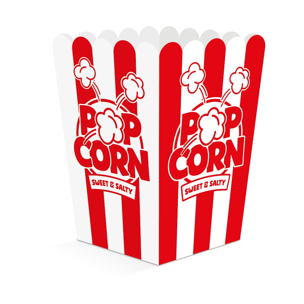 Klassiske Popcornbægre Rød/Hvid - 8 stk (8,5 x 8,5 x 18 cm) | Mad Bægre - Temashop