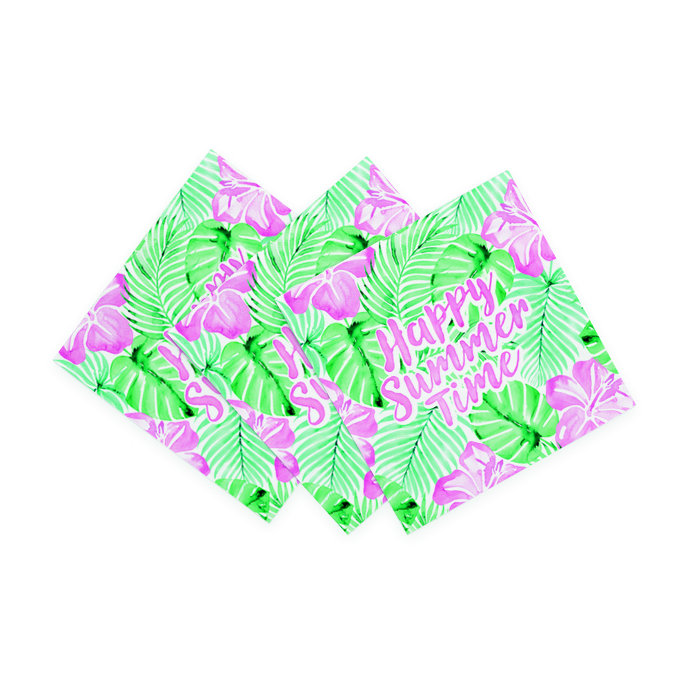 Happy Summer Time Servietter Grøn/Pink - 20 stk (33 x 33 cm) | Sommer Servietter - Temashop