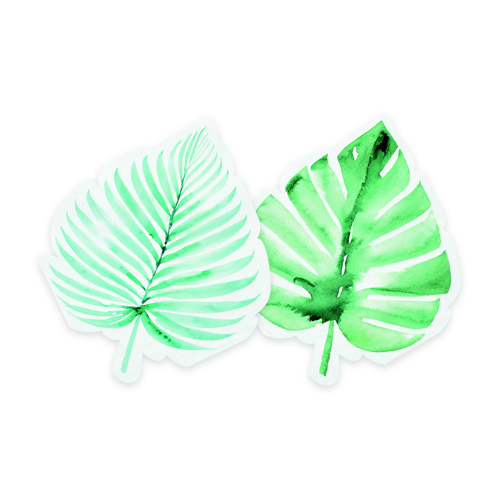 Happy Summer Time Servietter Bladform Grøn - 20 stk (33 x 33 cm) | Sommer Servietter - Temashop