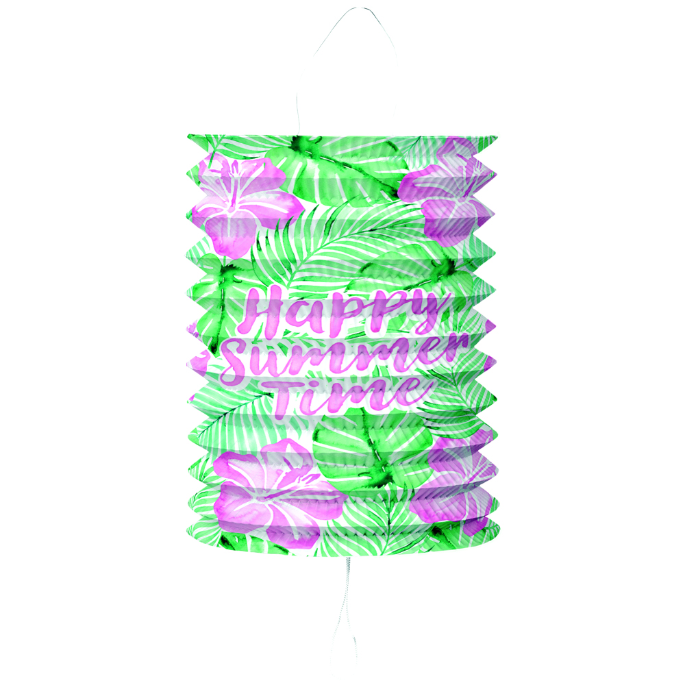 Happy Summer Time Lanterne - 1 stk (Ø 16 x 25 cm) | Sommer Lanterner - Temashop
