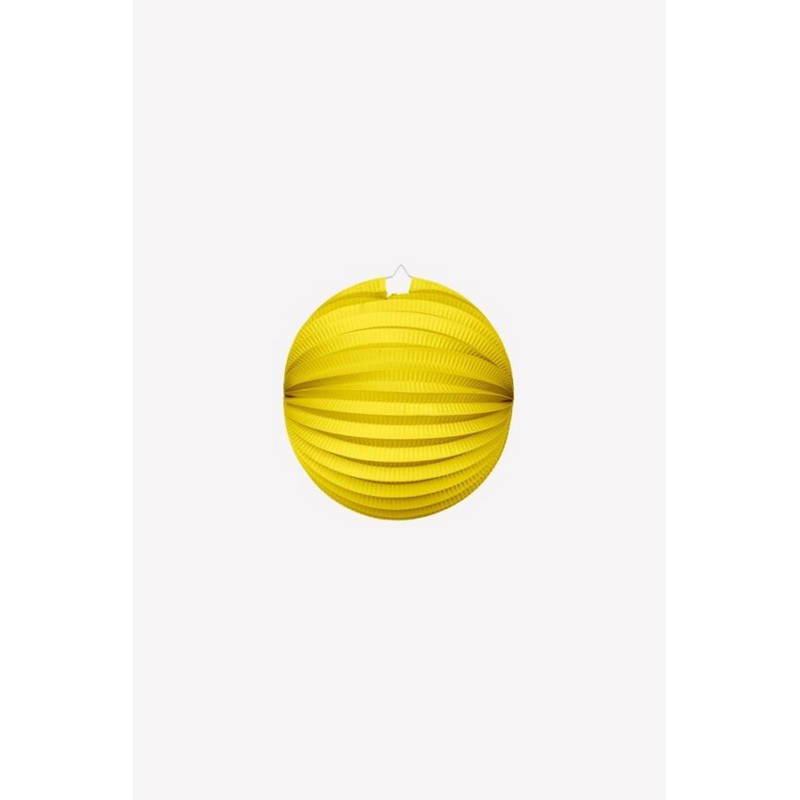 Rund Papirlanterne Gul - 1 stk (25 cm) | Gul tema Lanterner - Temashop