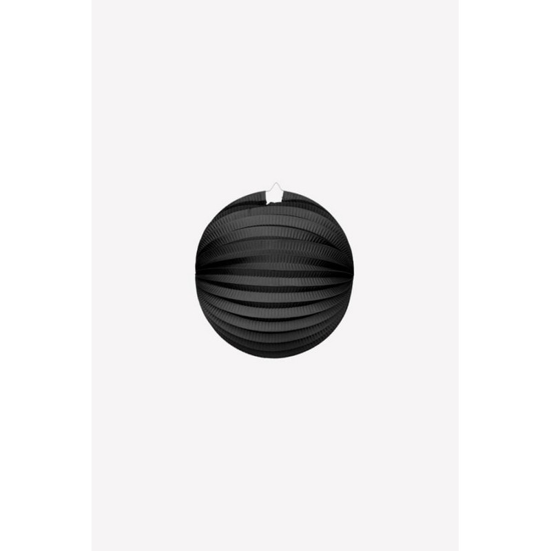 Rund Papirlanterne Sort - 1 stk (25 cm) | Sort tema Lanterner - Temashop