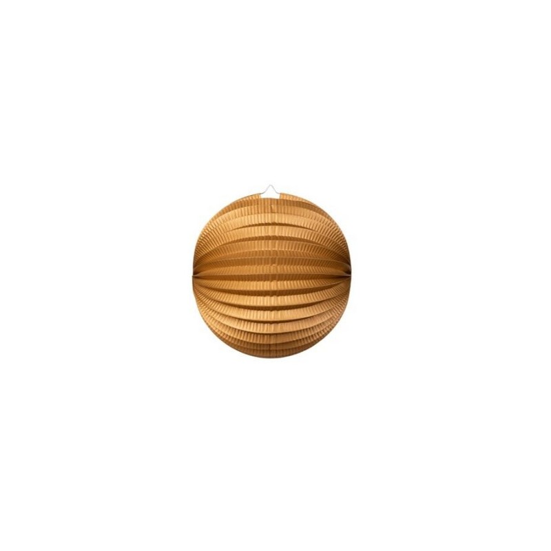 Rund Papirlanterne Metallisk Guld - 1 stk (25 cm) | Guld tema Lanterner - Temashop