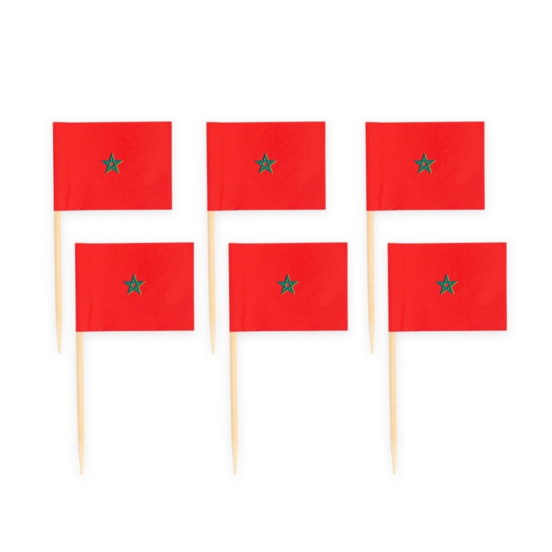 Marokko Flag Kagepinde - 50 stk | Marokko Kagepinde - Temashop