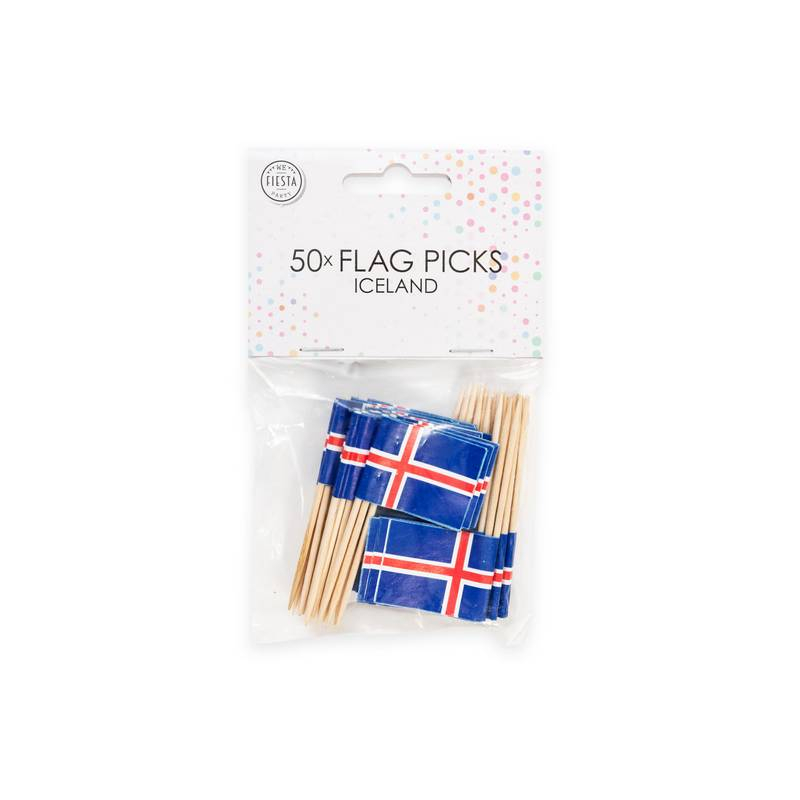 Island Flag Madpinde - 50 stk | Island Kagepinde - Temashop