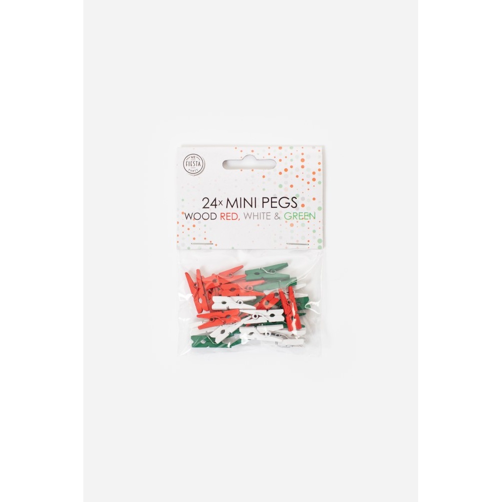 Mini Træklemmer Rød/Hvid/Grøn - 24 stk | Rødt tema Klemmer - Temashop