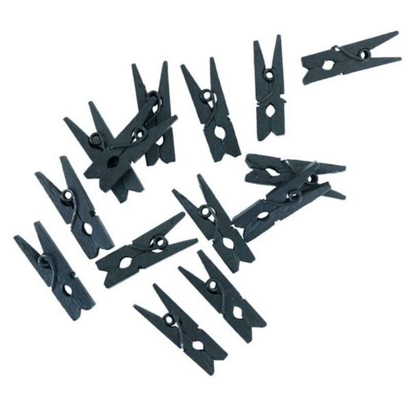 Mini Træklemmer Sort - 24 stk | Sort tema Klemmer - Temashop
