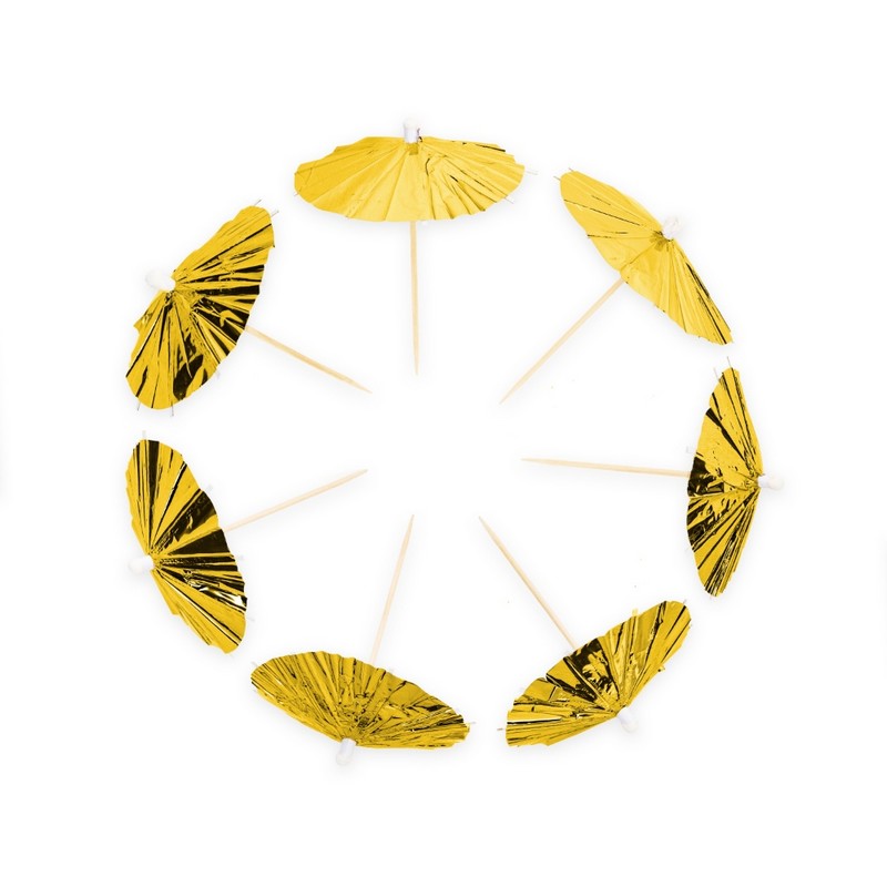 Parasol Drinkspinde Guld - 10 stk | Guld tema Drinkspinde - Temashop