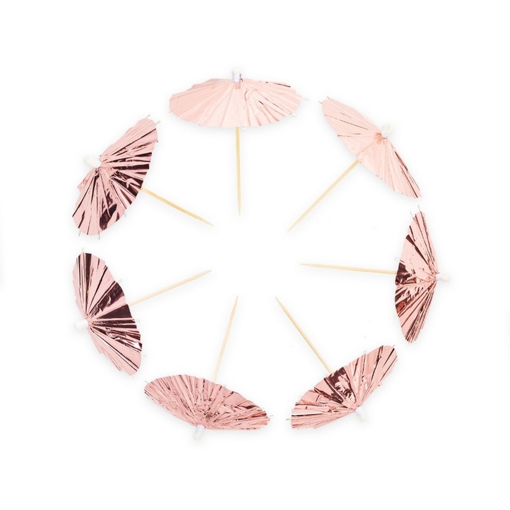 Parasol Drinkspinde Rosaguld - 10 stk | Rosaguld tema Drinkspinde - Temashop