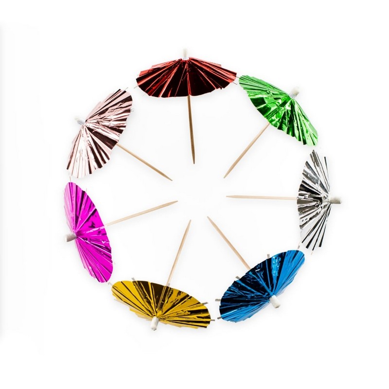 Metalliske Parasol Drinkspinde Multi - 10 stk | Drinks Drinkspinde - Temashop