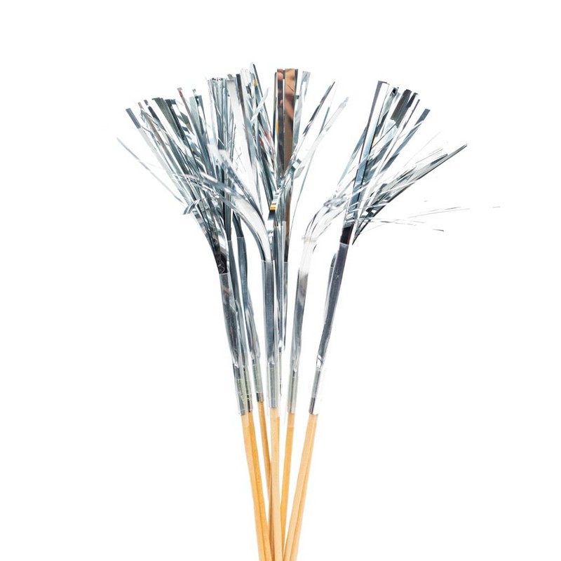 Folie Cocktailpinde Sølv - 10 stk | Sølv tema Drinkspinde - Temashop