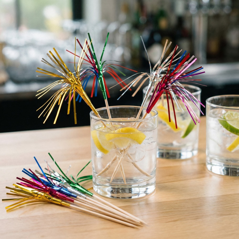 Folie Cocktailpinde Multi - 10 stk | Drinks Drinkspinde - Temashop